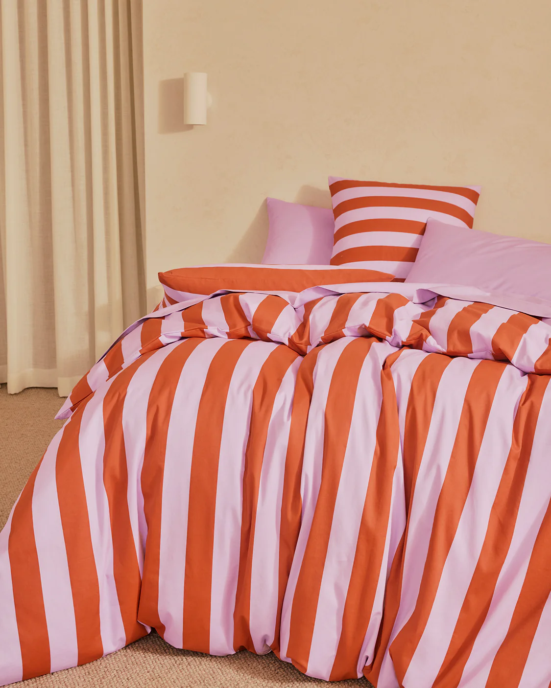 European Pillowcase - Grapefruit Stripes - Image 3