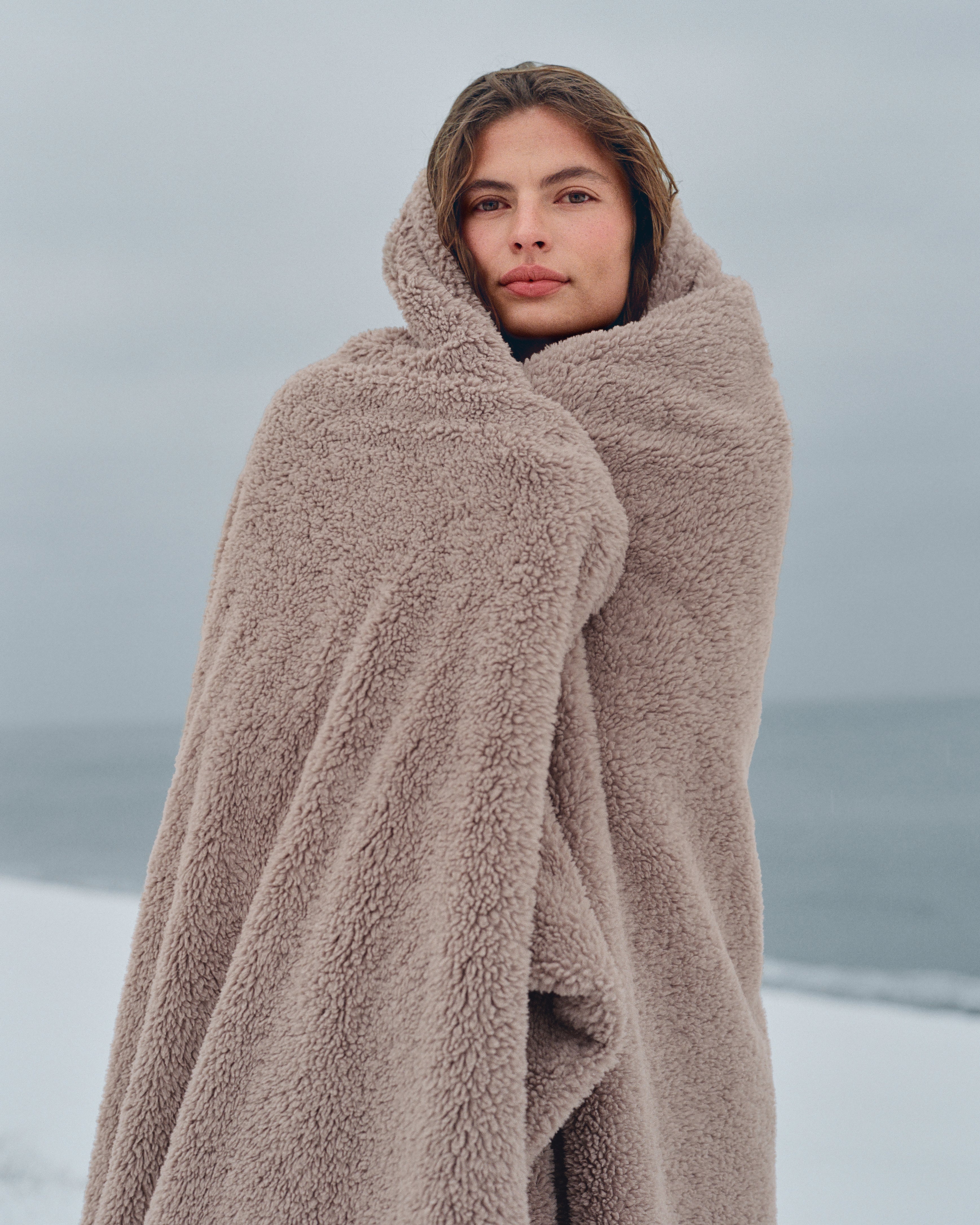 Faux Fur Throw Blanket - Warm Grey - Image 2