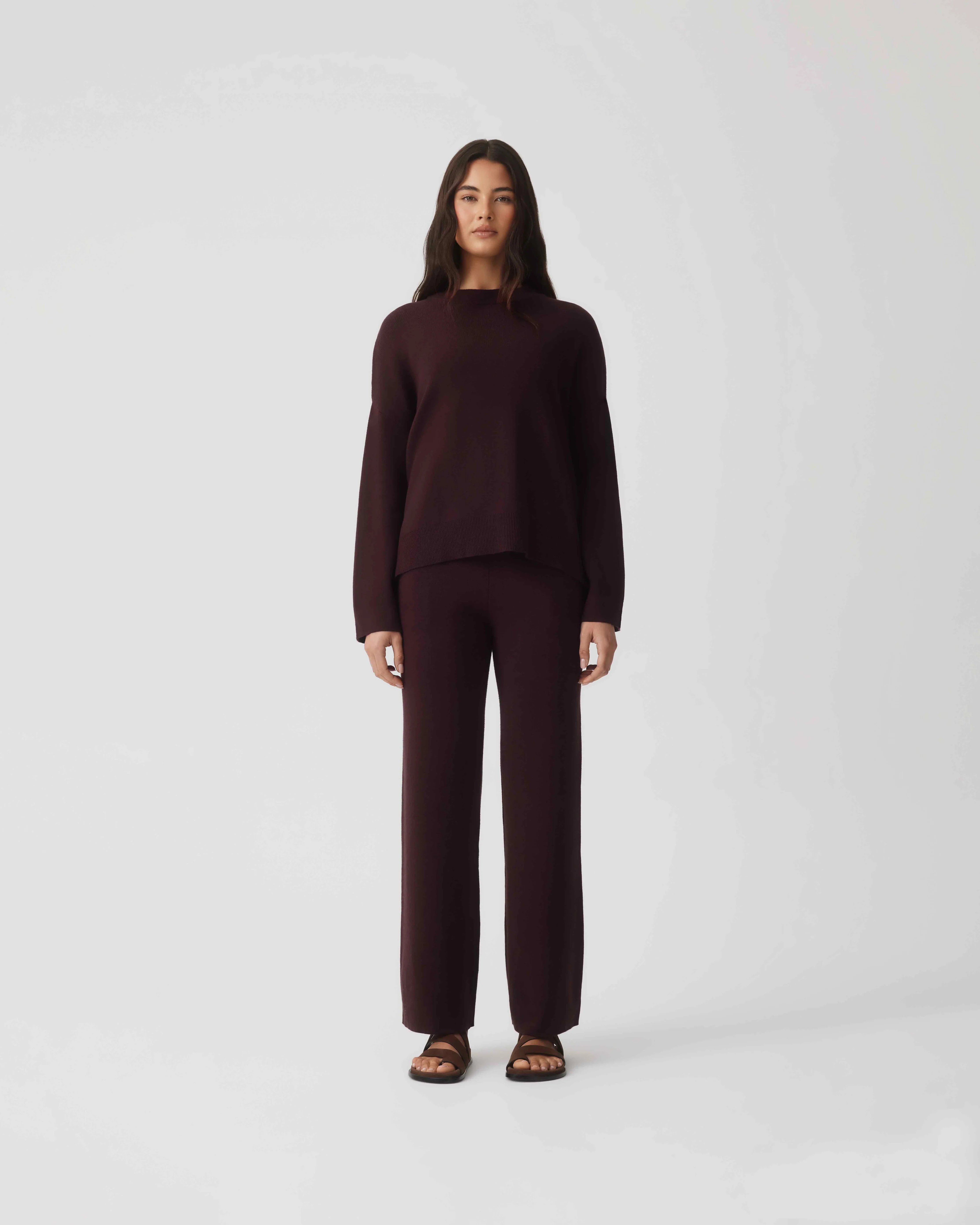 Cotton Cashmere Pant - Wine - Image 2