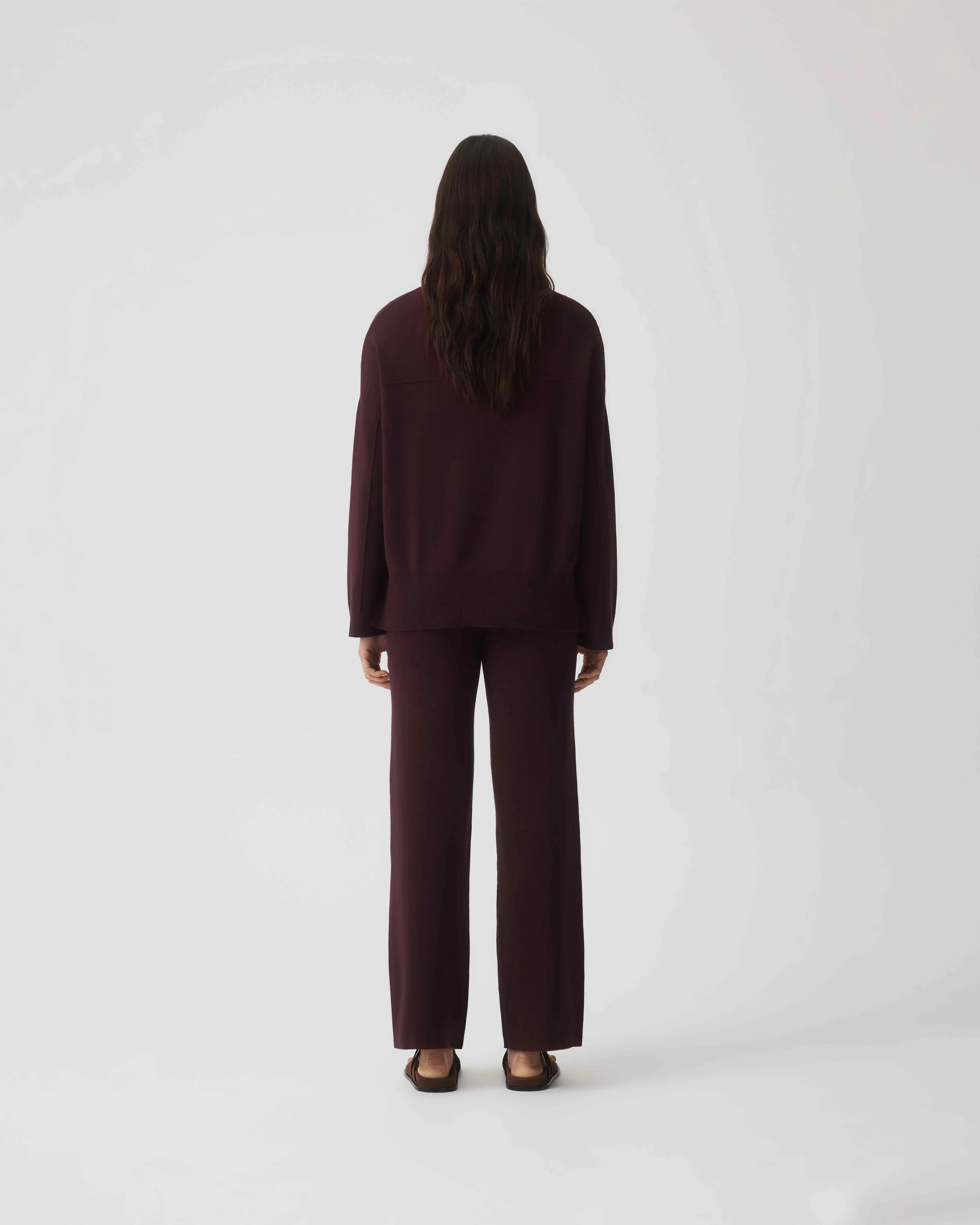 Cotton Cashmere Pant - Wine - Image 3