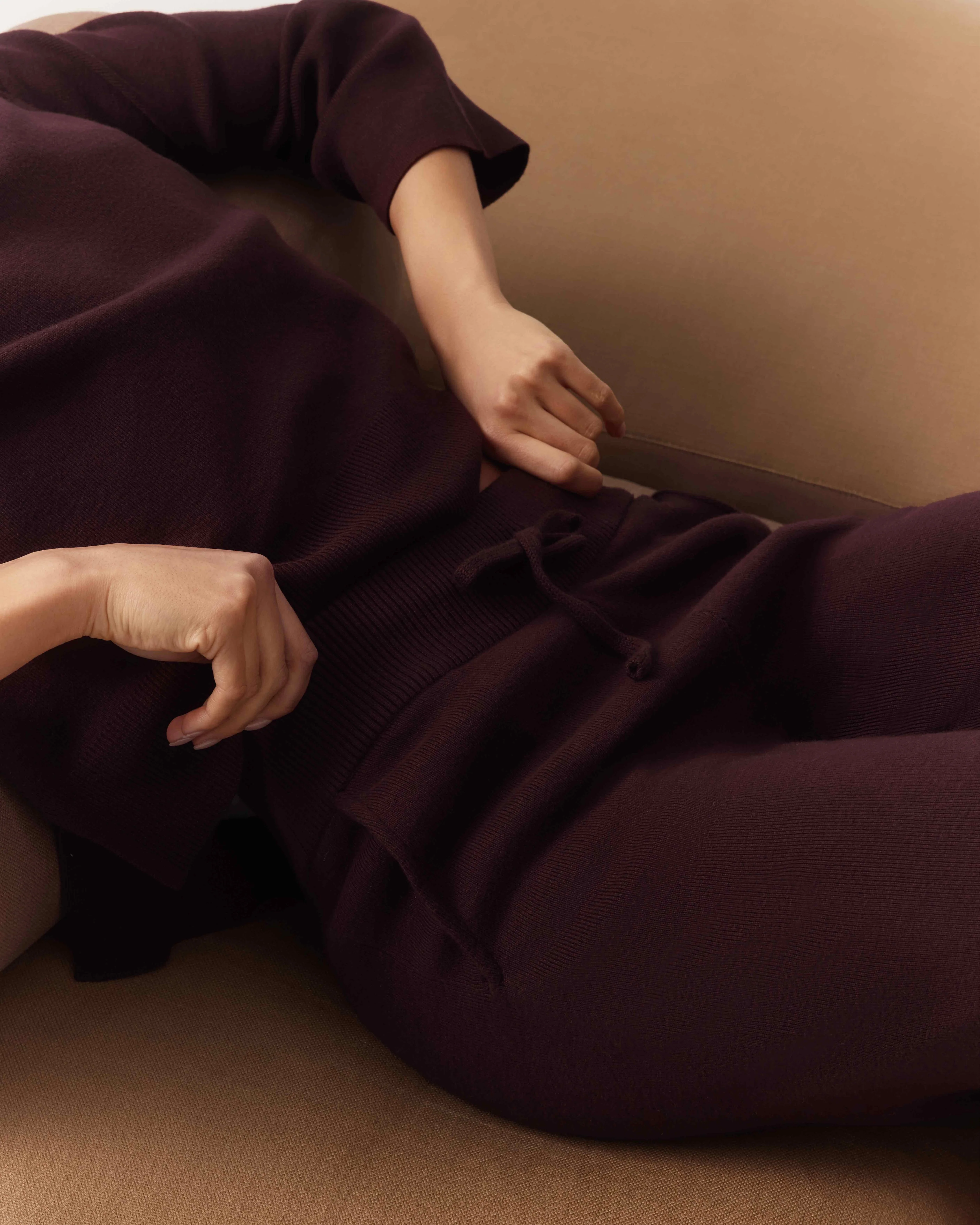 Cotton Cashmere Pant - Wine - Image 5