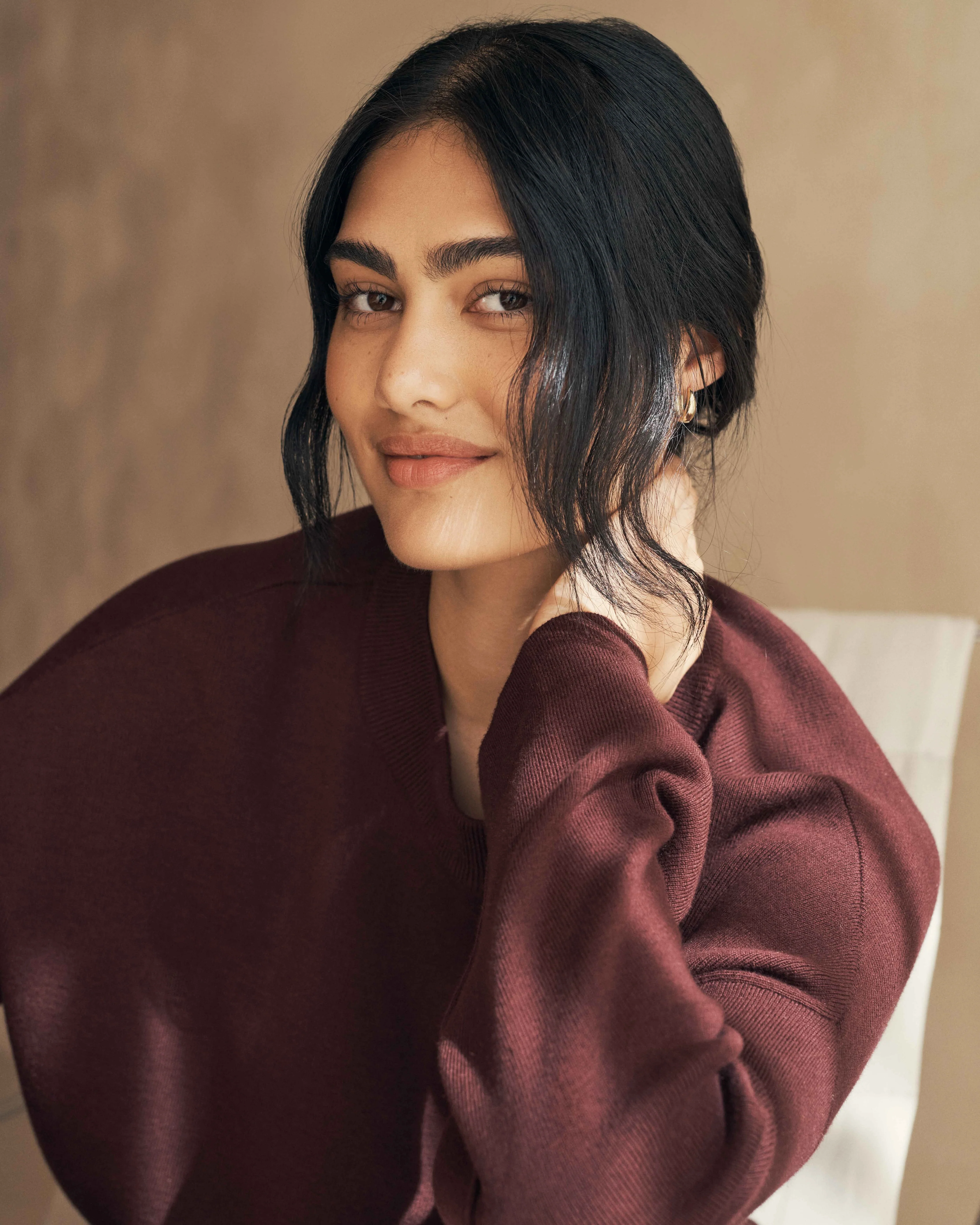 Cotton Cashmere Sweater - Wine - Image 8