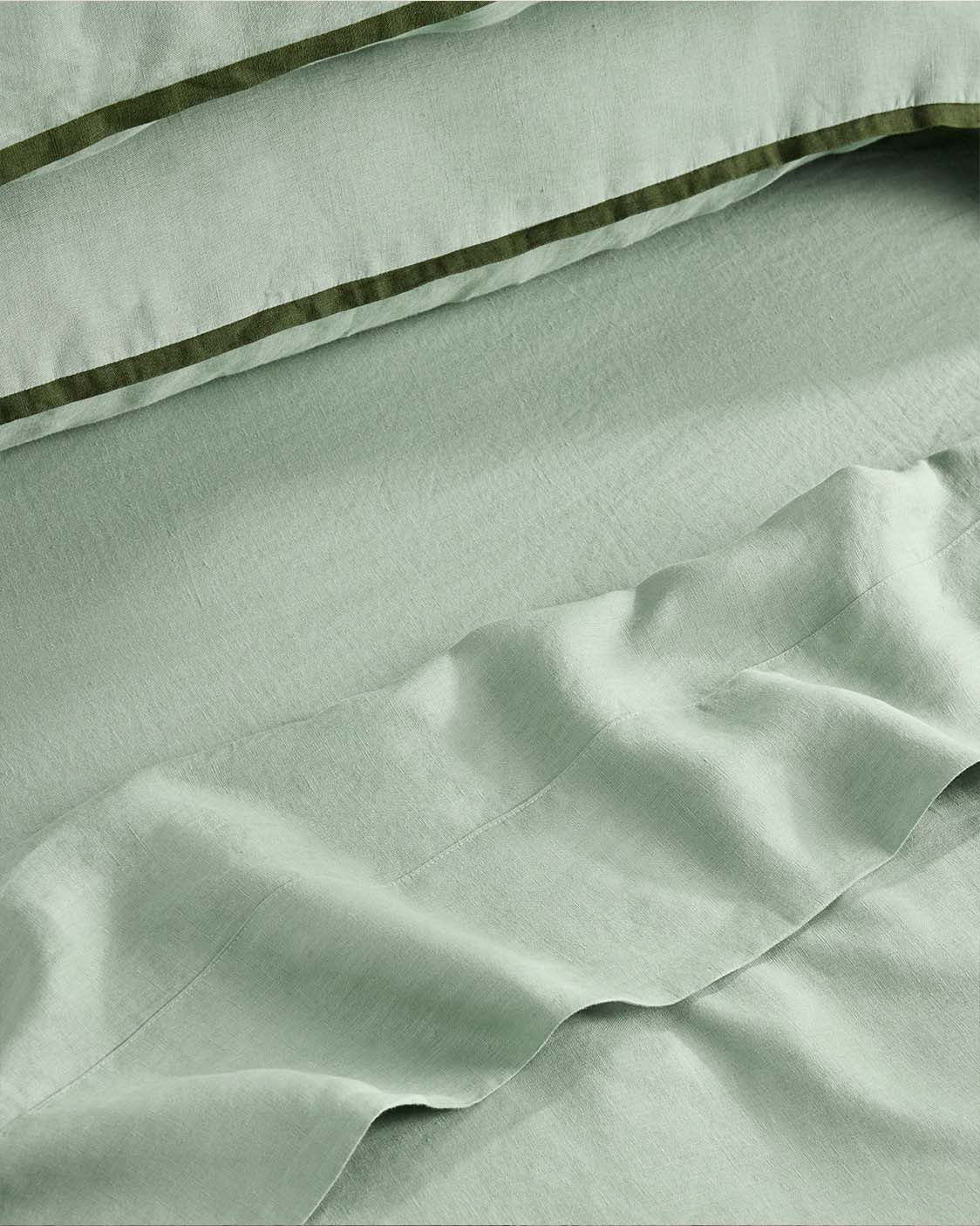 Linen Fitted Sheet - Spearmint - Image 2