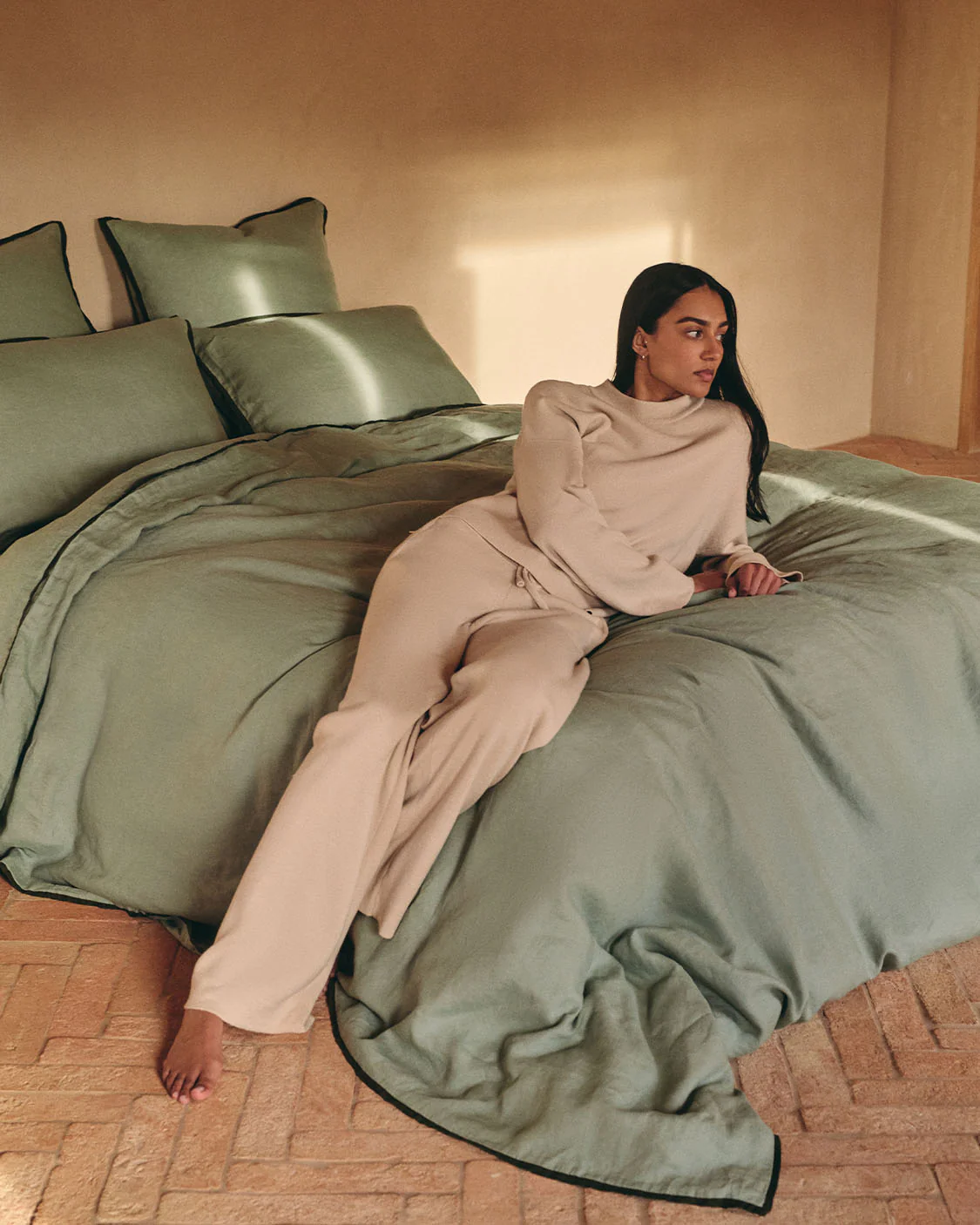 Linen Quilt Cover - Spearmint - Image 4