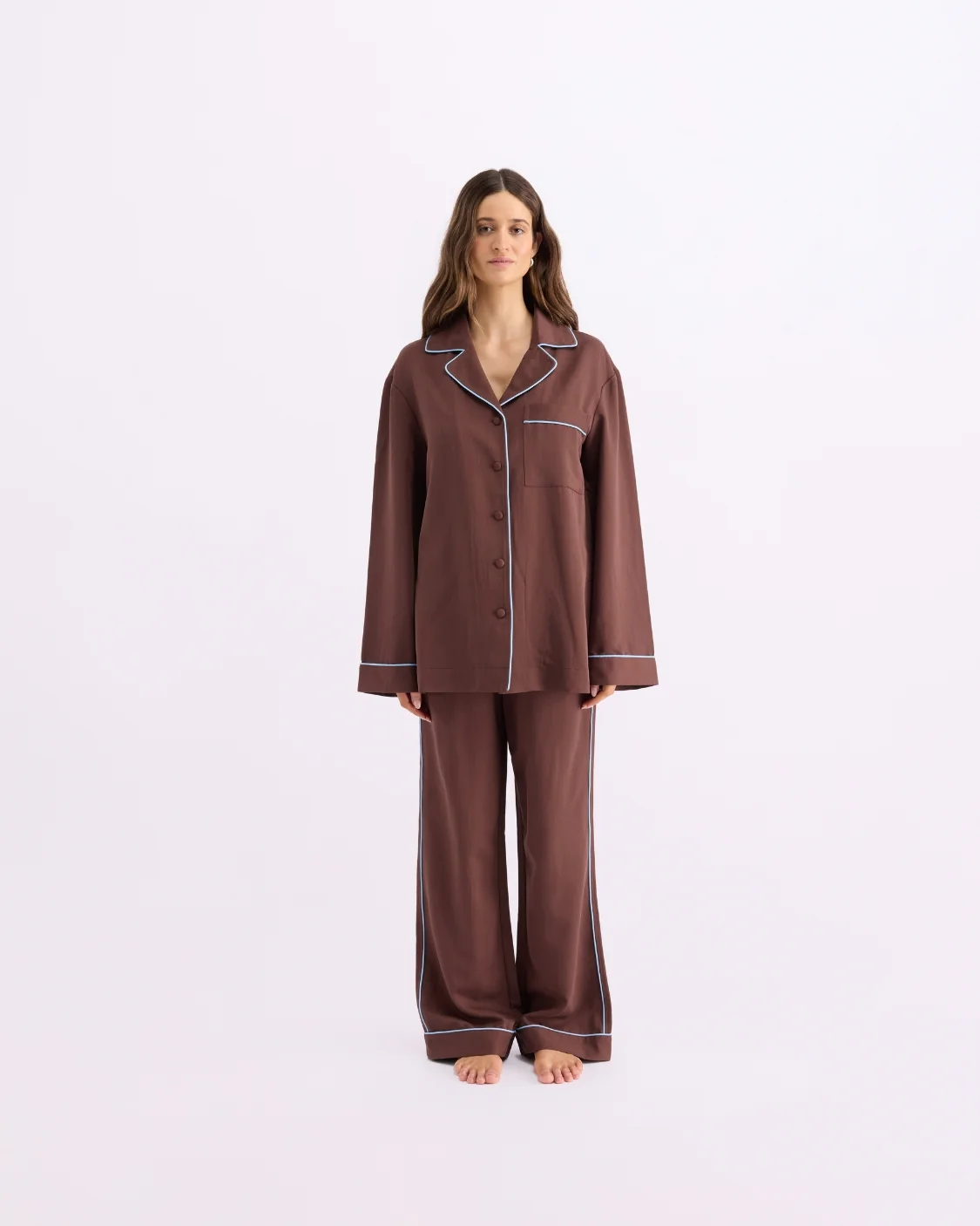 Long Sleeve Sleep Shirt - Iced Chocolate - Image 3