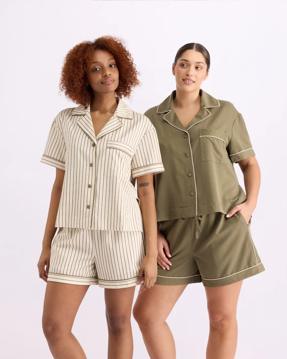 Short Sleeve Sleep Shirt - Matcha Stripes - Image 5