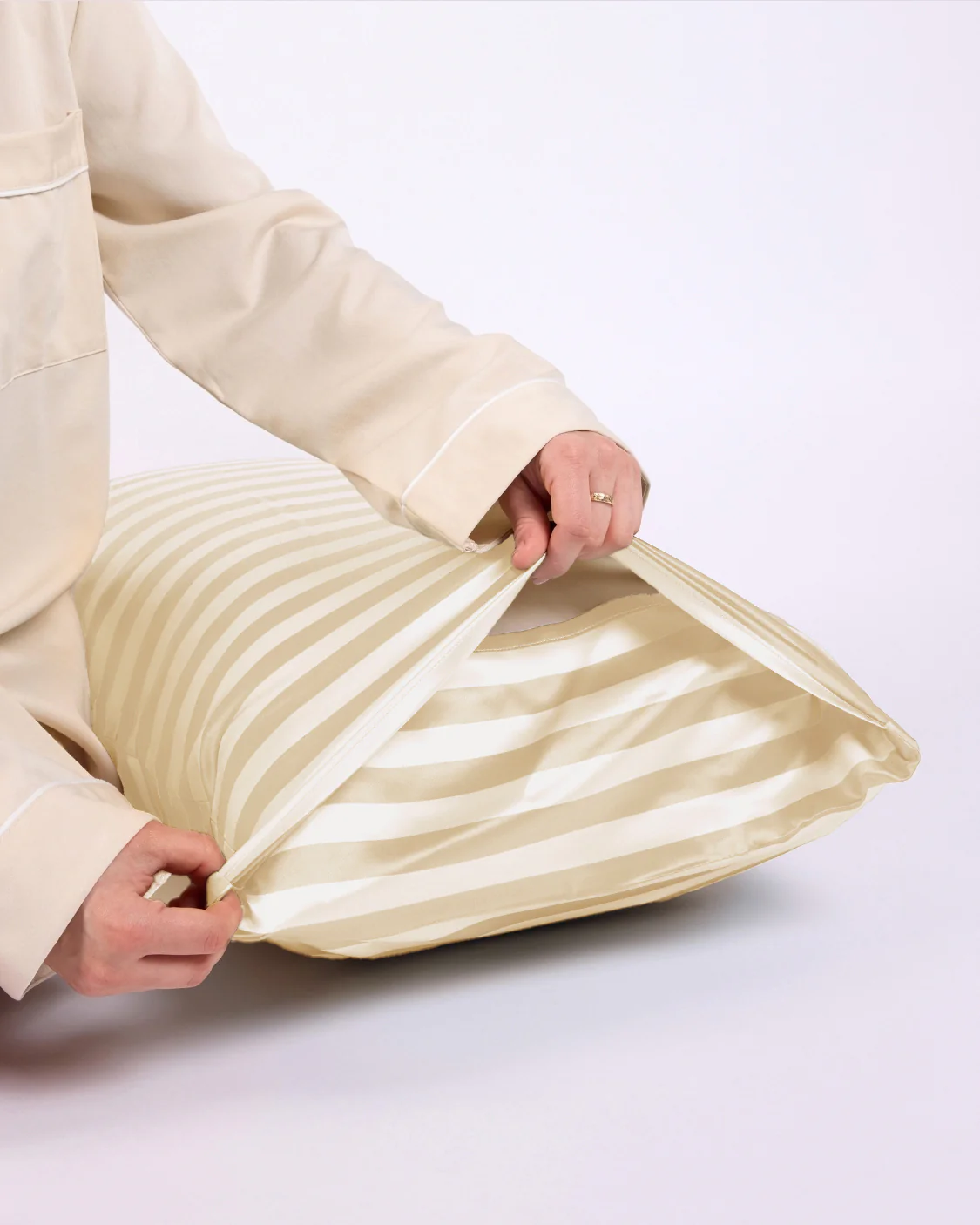 Silk Pillowcase - Biscotti Stripes - Image 3